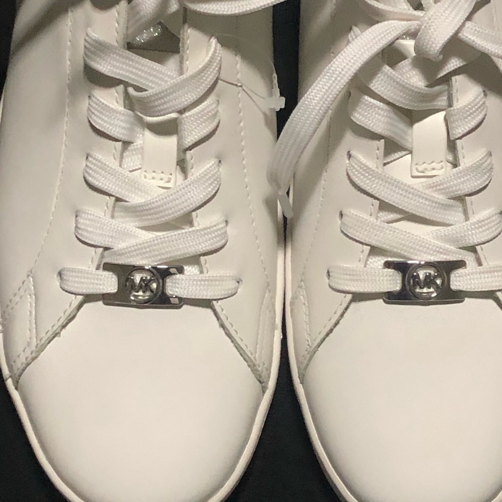 Michael Kors Keaton Low Trainers, Size 11, JC25G, Leather, White/Sliver - Picture 3 of 7